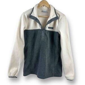 Columbia Women's M Benton Springs‎ Snap Fleece Pullover Gray Cream Colorblock